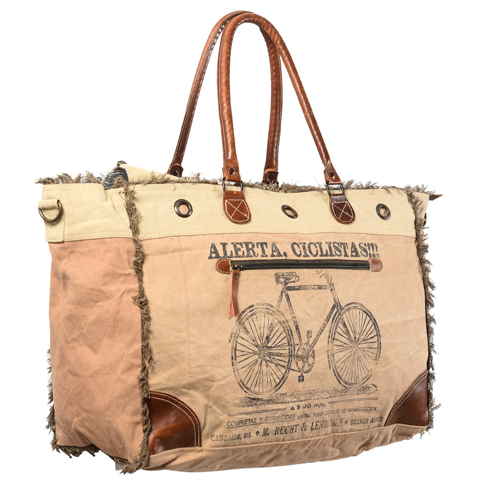 OHLAY Upcycled Canvas Genuine Leather Tote