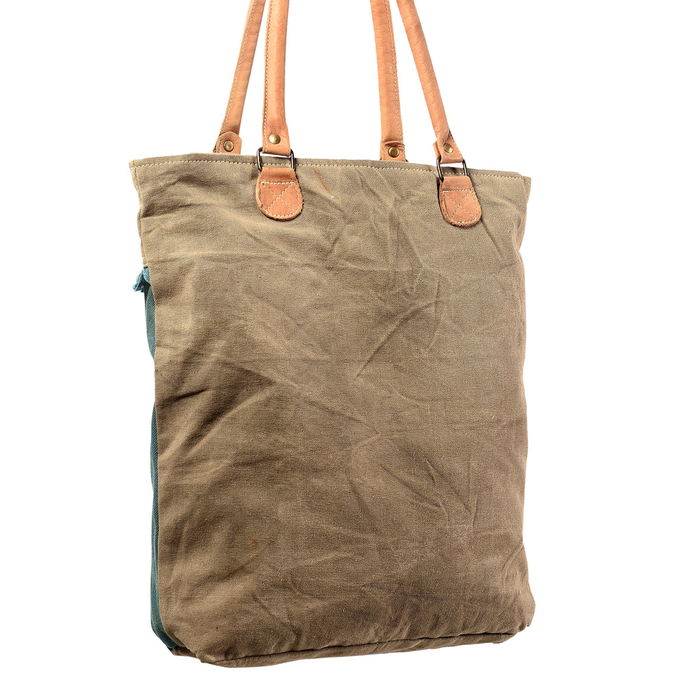 Ohlay Tote Upcycled Canvas Genuine Leather