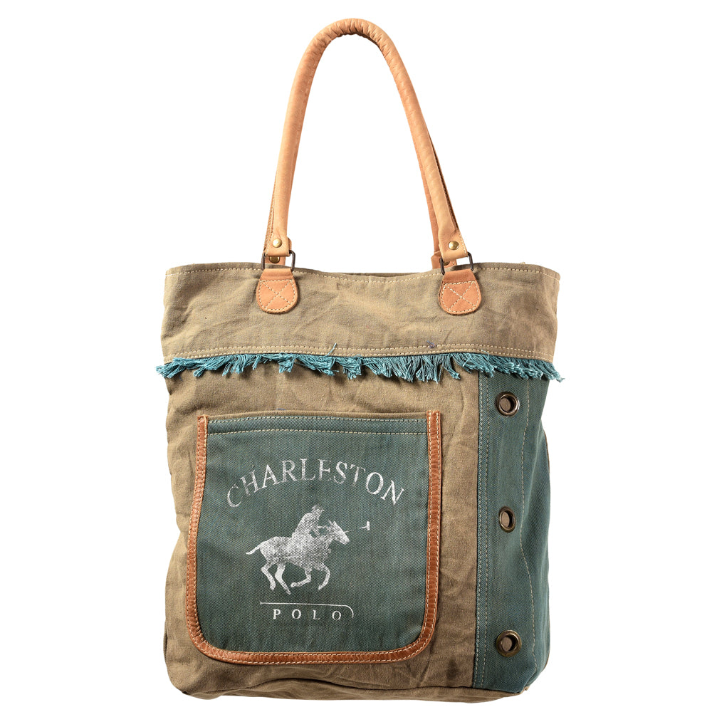 Ohlay Tote Upcycled Canvas Genuine Leather