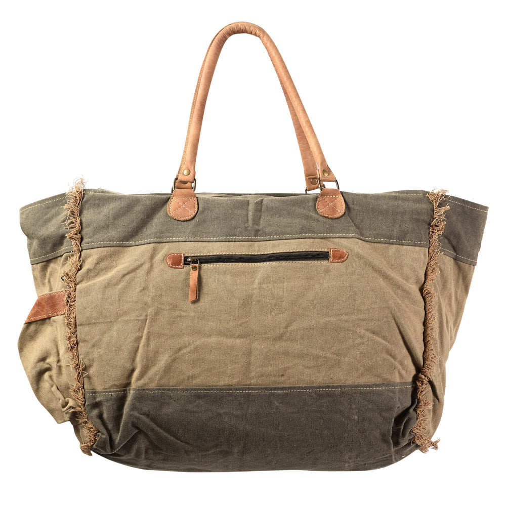 OHLAY Upcycled Canvas Genuine Leather Tote
