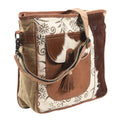 OHLAY Upcycled Wool Canvas Hair-On Genuine Leather Messenger Bag