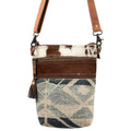 OHLAY Upcycled Wool Canvas Hair-On Genuine Leather Messenger Bag