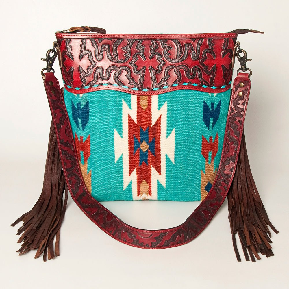 American Darling Signature Crossbody Hand Tooled Saddle Blanket Genuine Leather