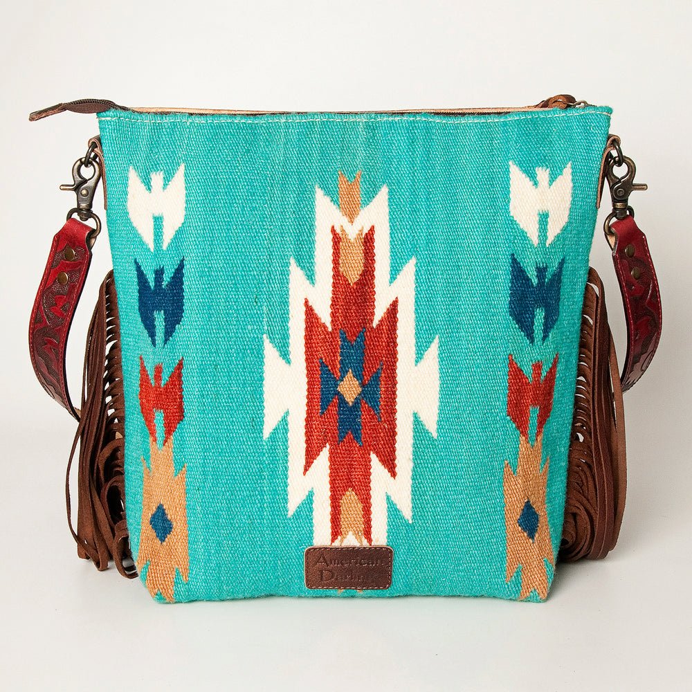 American Darling Signature Crossbody Hand Tooled Saddle Blanket Genuine Leather