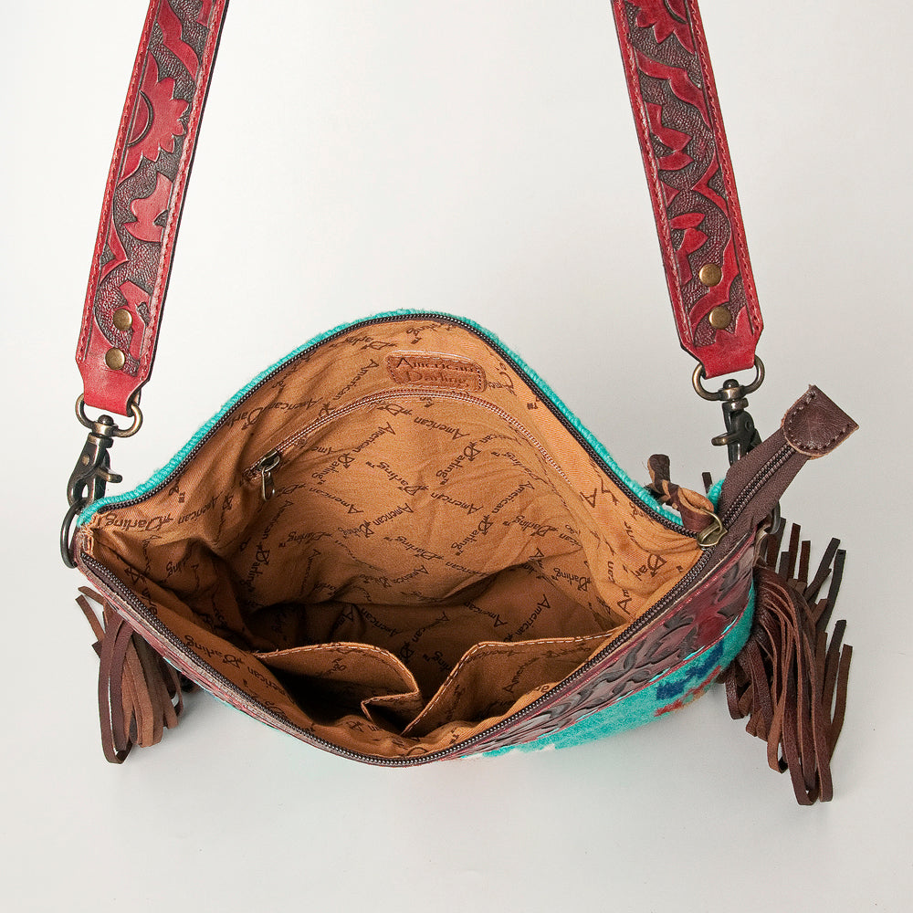 American Darling Signature Crossbody Hand Tooled Saddle Blanket Genuine Leather