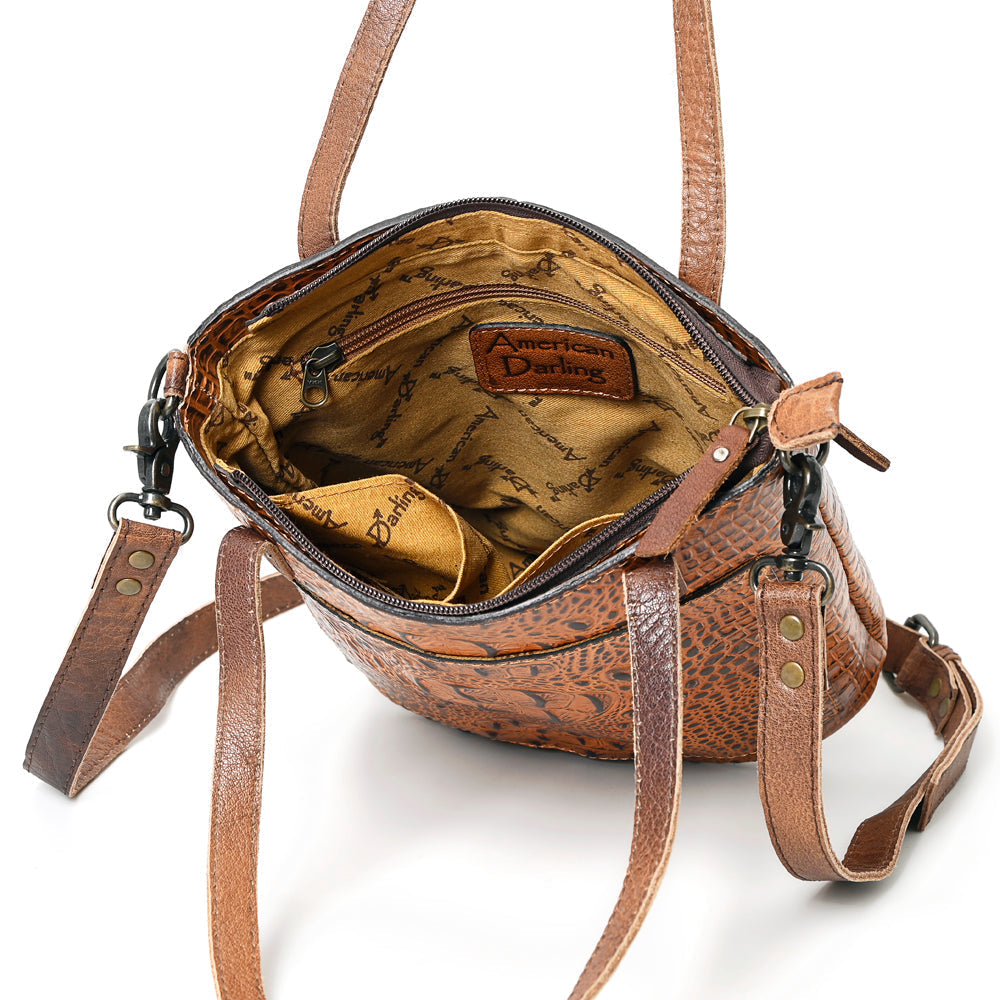 American Darling Crocodile Embossed Genuine Leather Bag