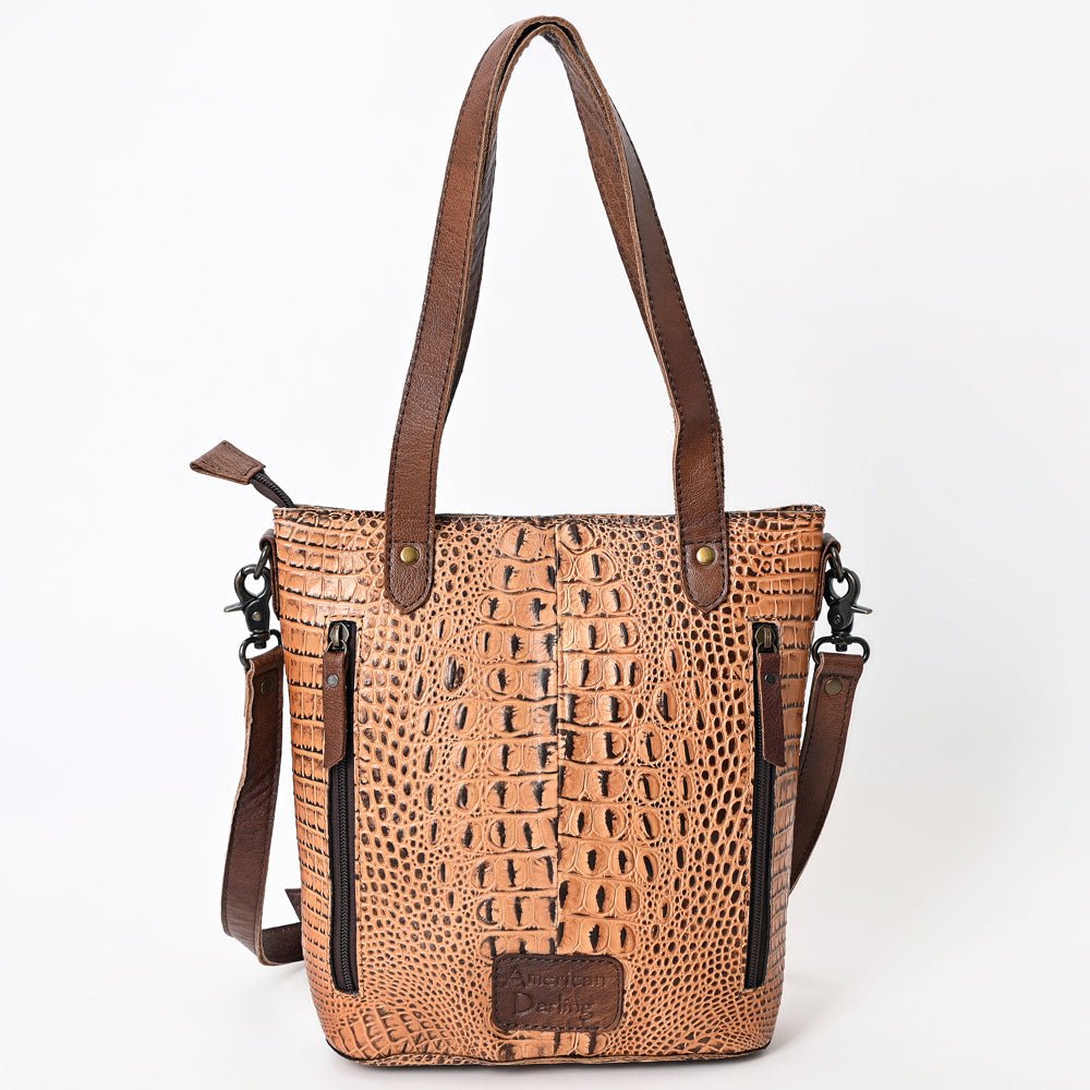 American Darling Tote Crocodile Embossed Genuine Leather
