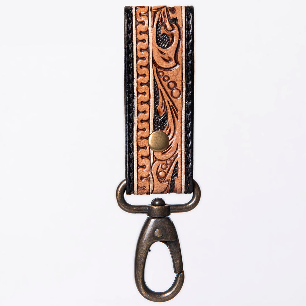 American Darling Hand Tooled Carved Genuine Leather Keyring