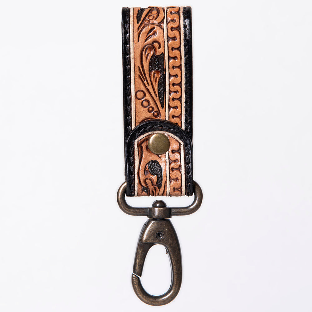 American Darling Hand Tooled Carved Genuine Leather Keyring
