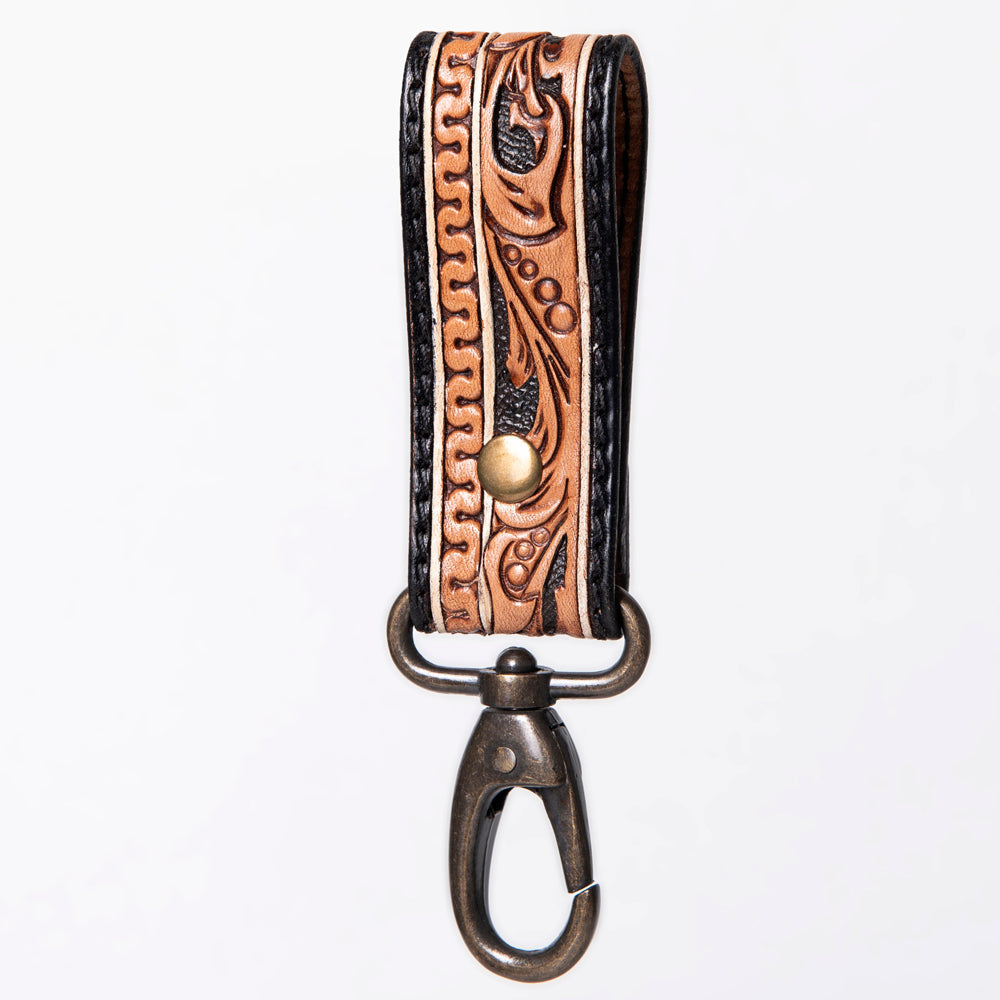 American Darling Hand Tooled Carved Genuine Leather Keyring