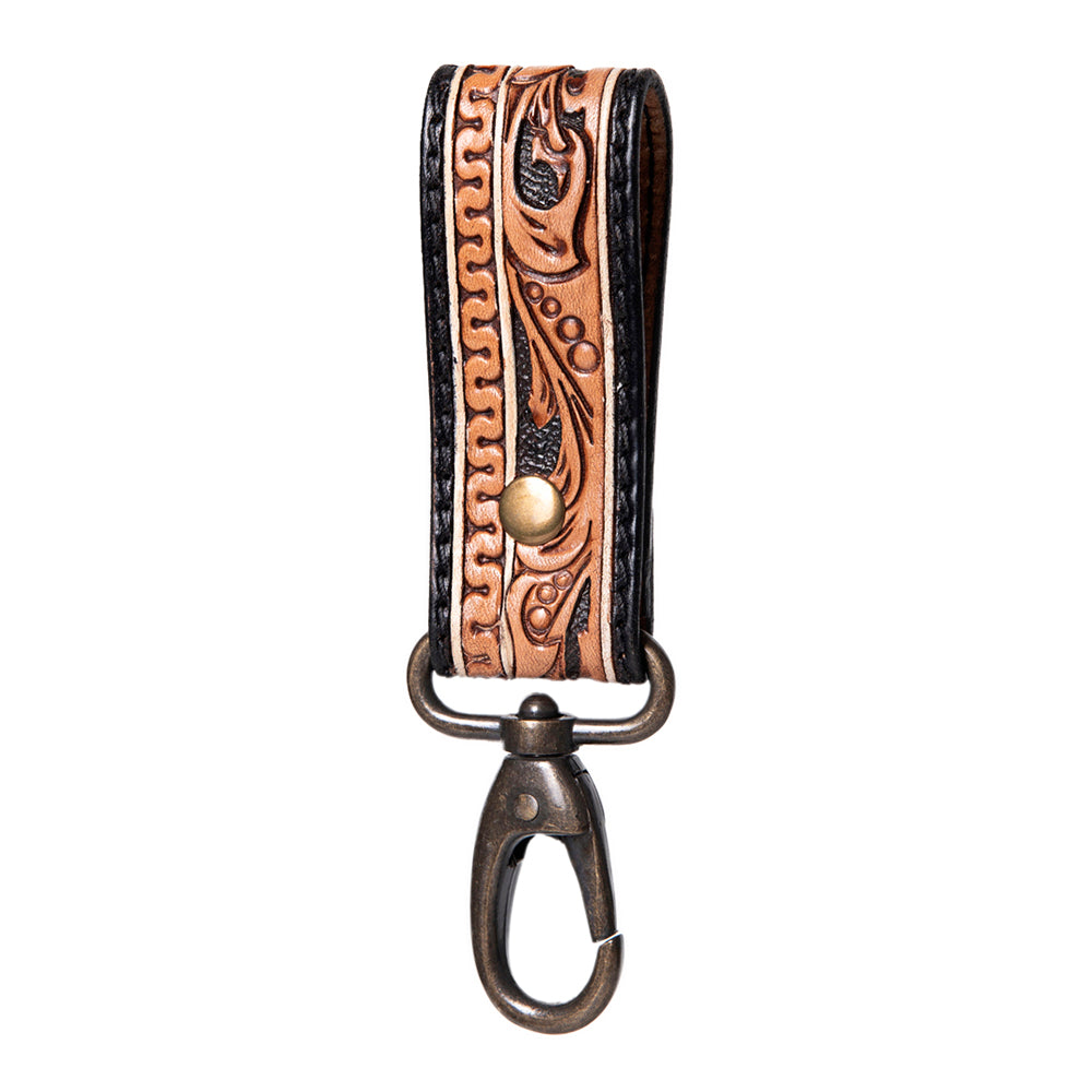 American Darling Hand Tooled Carved Genuine Leather Keyring