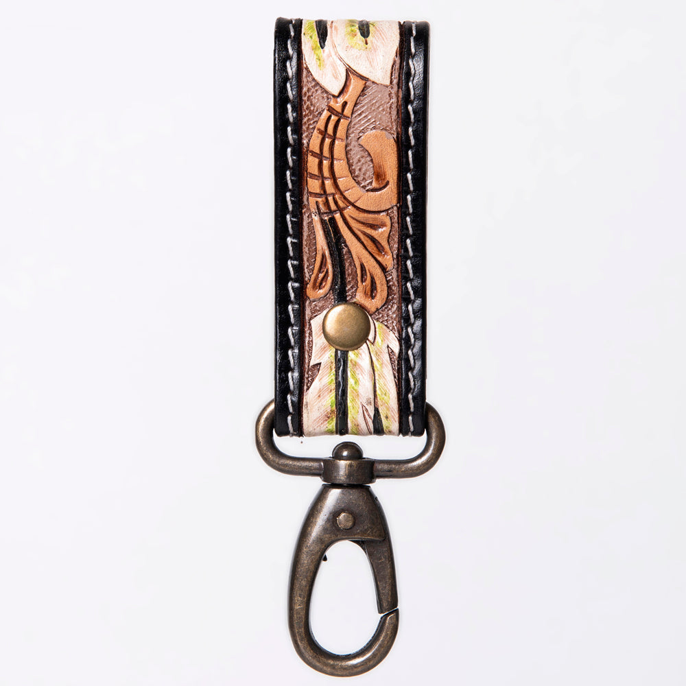 American Darling Hand Tooled Carved Genuine Leather Keyring
