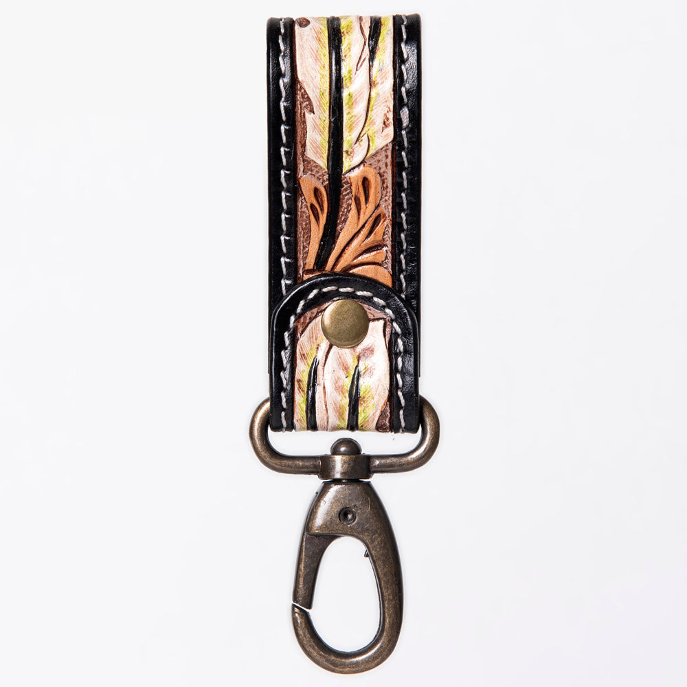 American Darling Hand Tooled Carved Genuine Leather Keyring