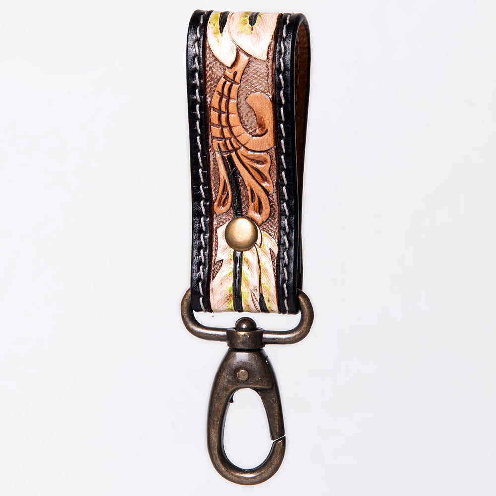 American Darling Hand Tooled Carved Genuine Leather Keyring