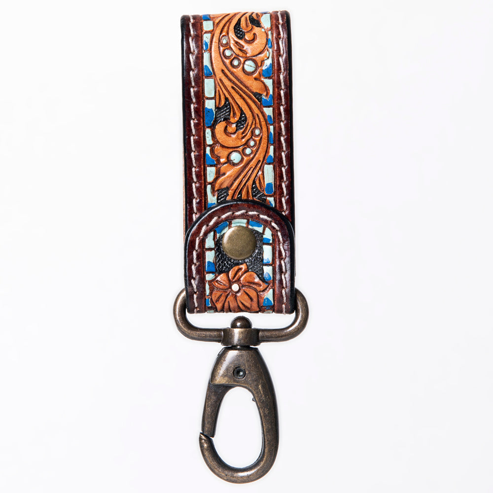 American Darling Hand Tooled Carved Genuine Leather Keyring