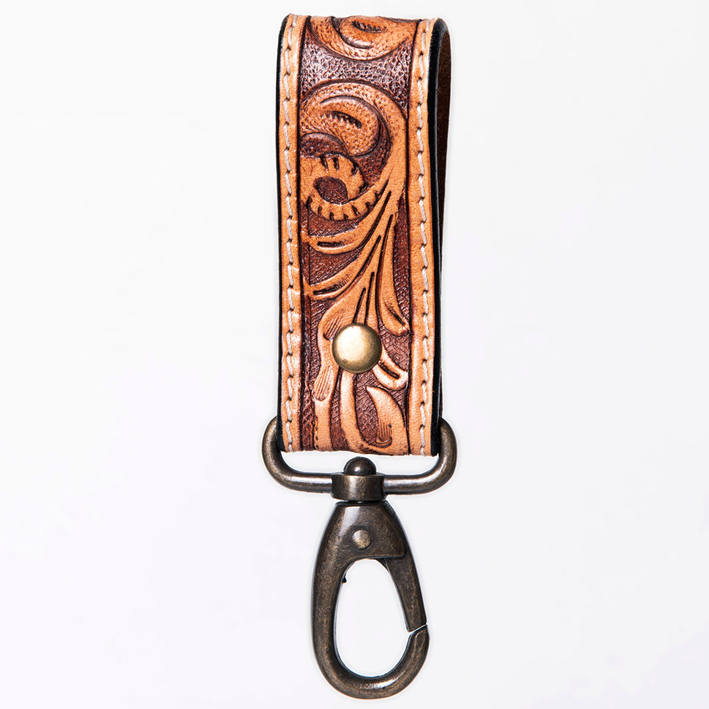American Darling Hand Tooled Carved Genuine Leather Keyring