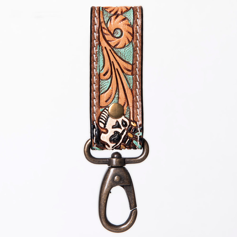 American Darling Hand Tooled Carved Genuine Leather Keyring