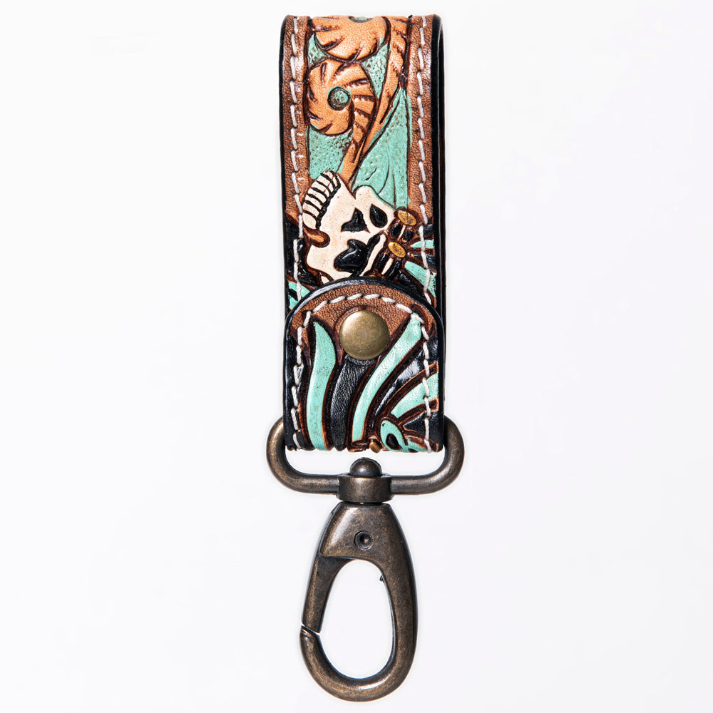 American Darling Hand Tooled Carved Genuine Leather Keyring