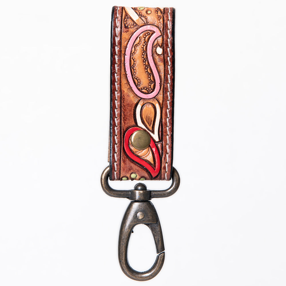 American Darling Hand Tooled Carved Genuine Leather Keyring