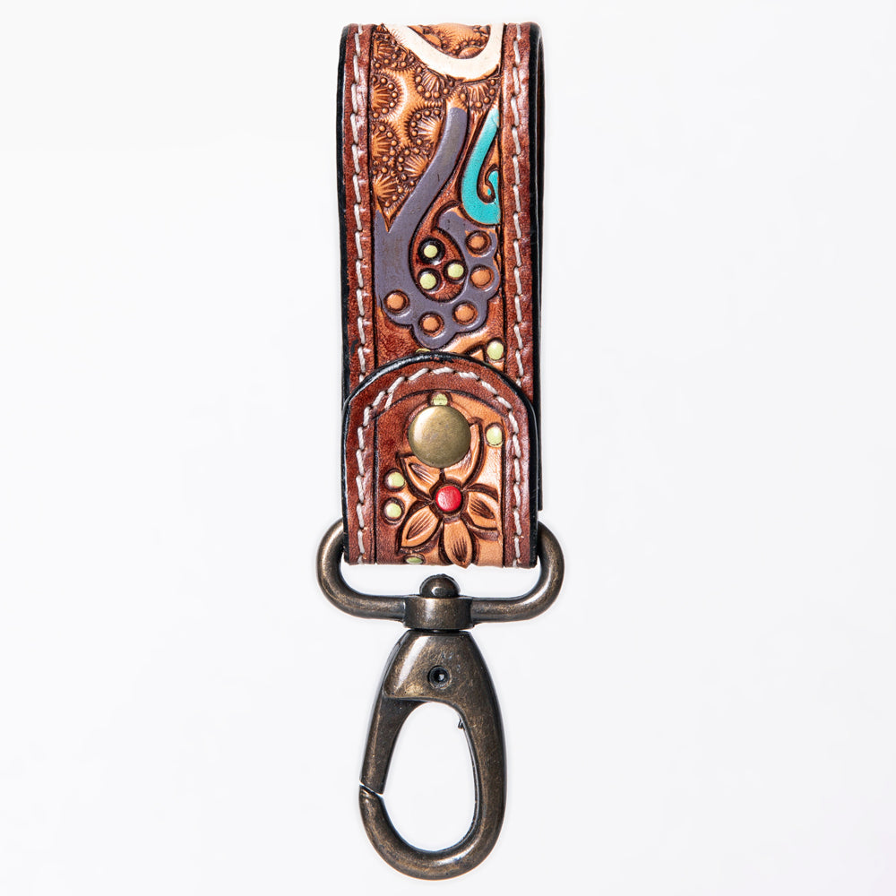 American Darling Hand Tooled Carved Genuine Leather Keyring