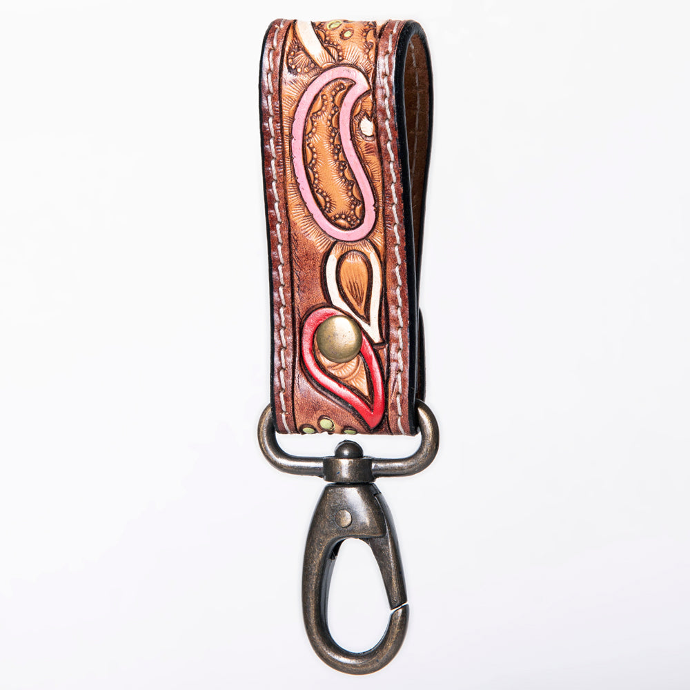American Darling Hand Tooled Carved Genuine Leather Keyring
