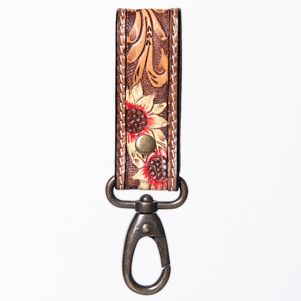 American Darling Hand Tooled Carved Genuine Leather Keyring