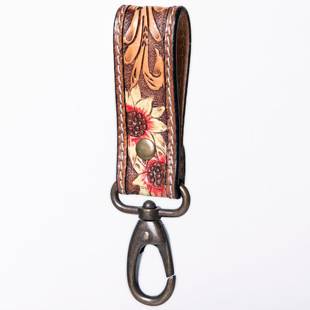 American Darling Hand Tooled Carved Genuine Leather Keyring