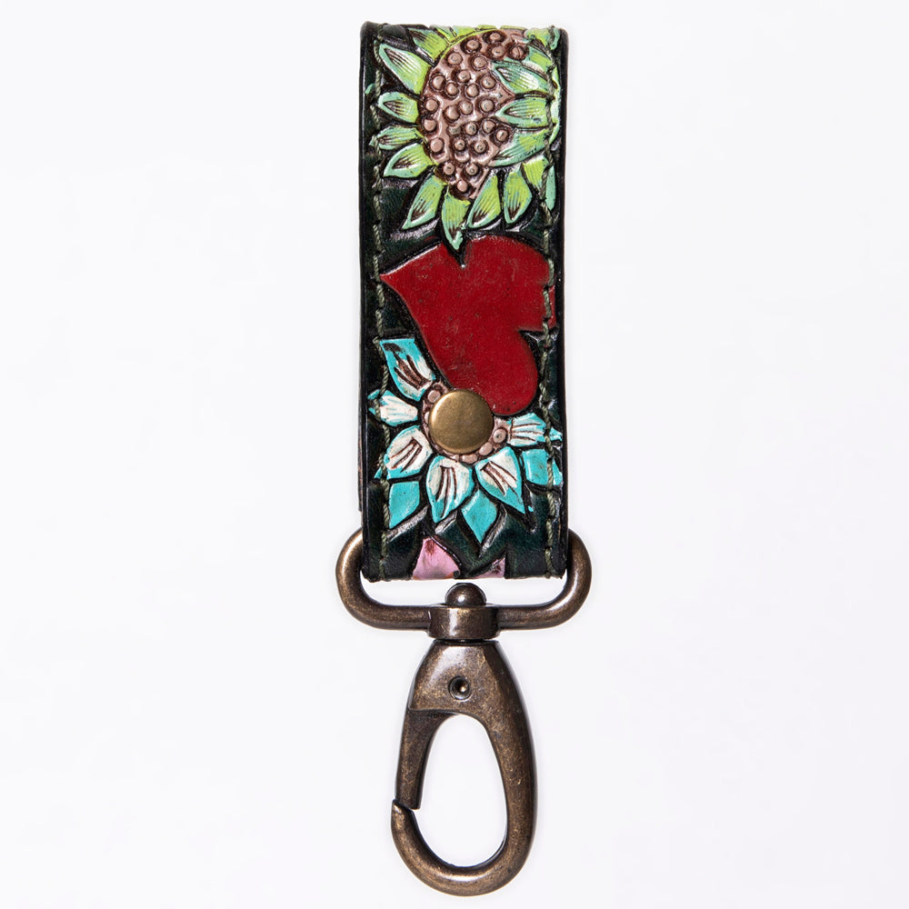 American Darling Hand Tooled Carved Genuine Leather Keyring