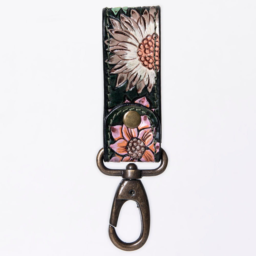 American Darling Hand Tooled Carved Genuine Leather Keyring