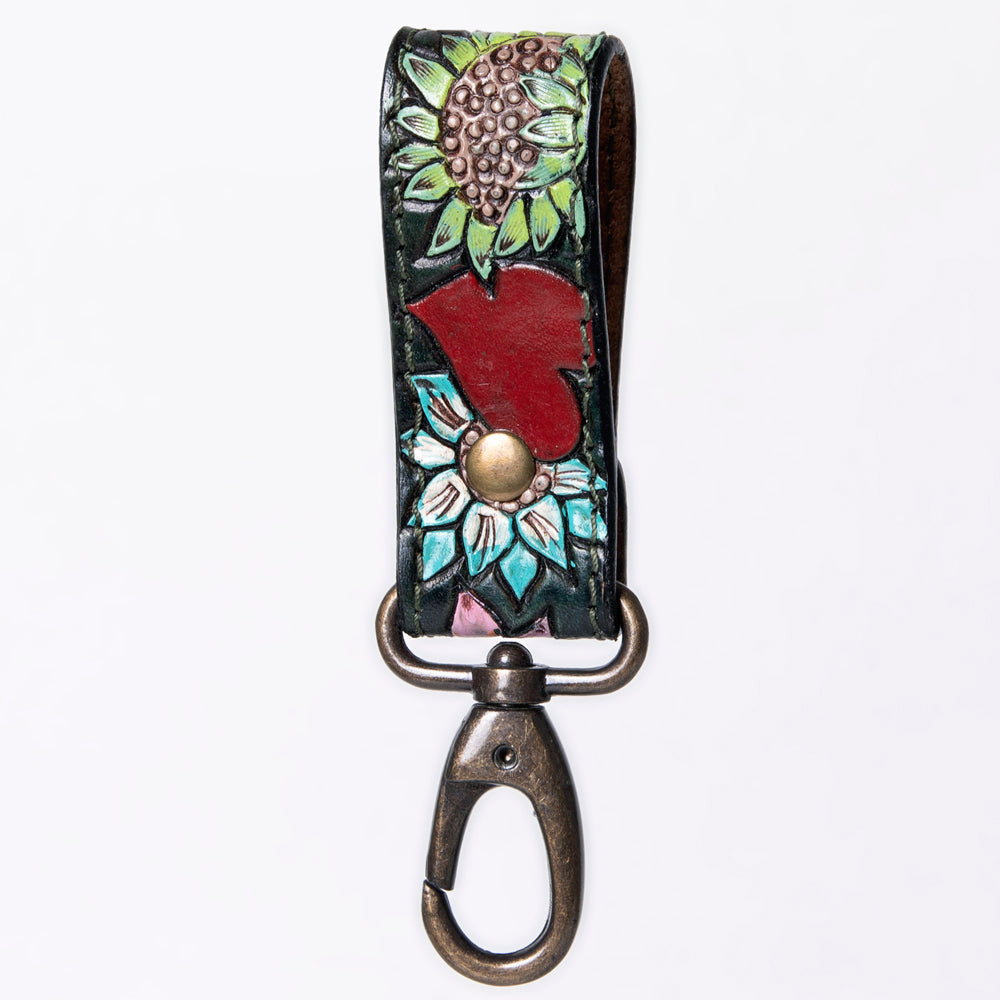 American Darling Hand Tooled Carved Genuine Leather Keyring