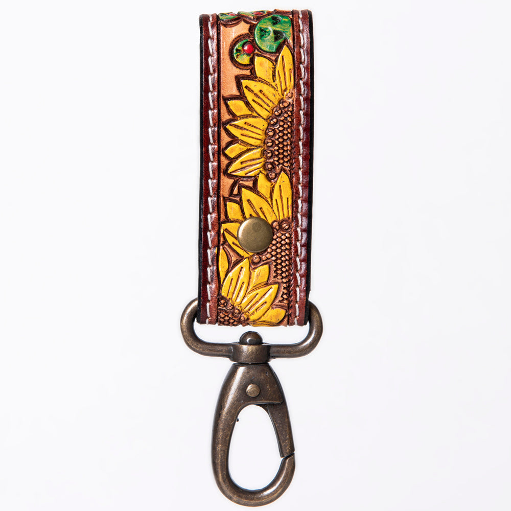 American Darling Hand Tooled Carved Genuine Leather Keyring