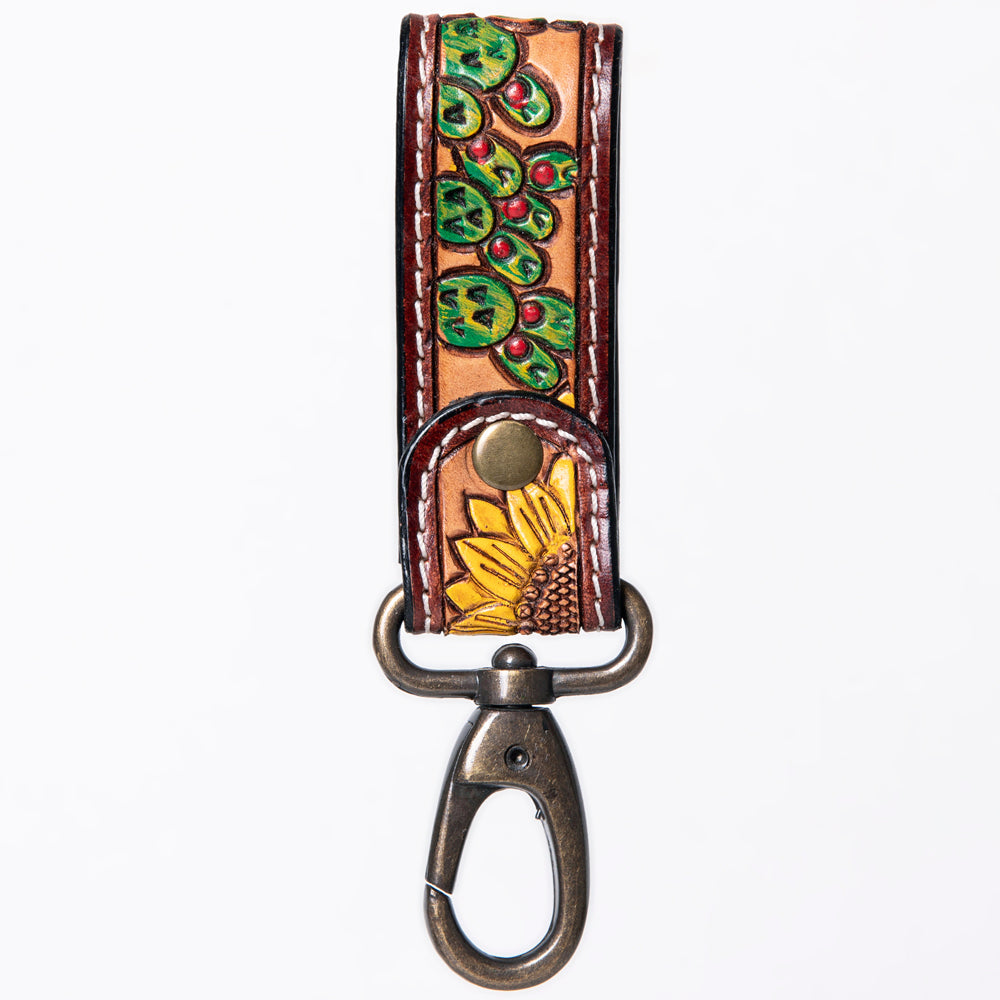 American Darling Hand Tooled Carved Genuine Leather Keyring