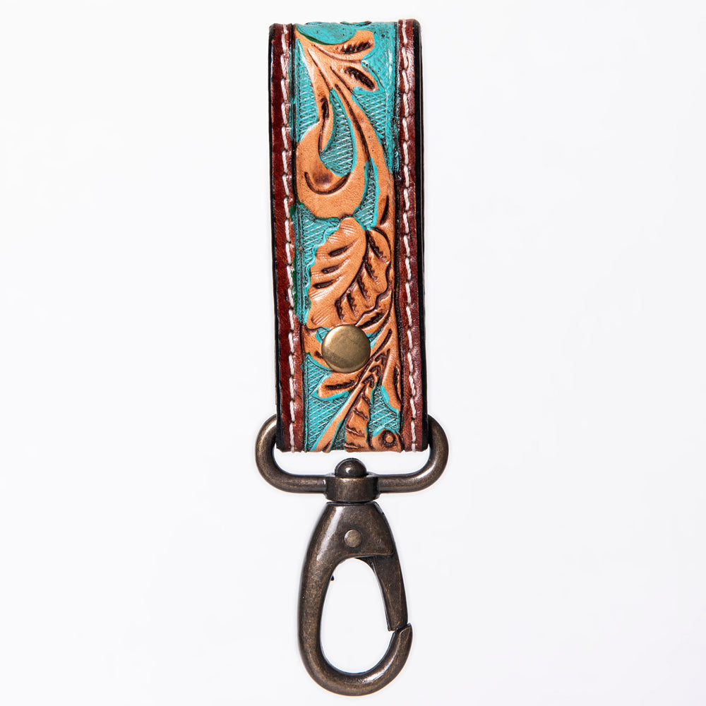 American Darling Hand Tooled Carved Genuine Leather Keyring
