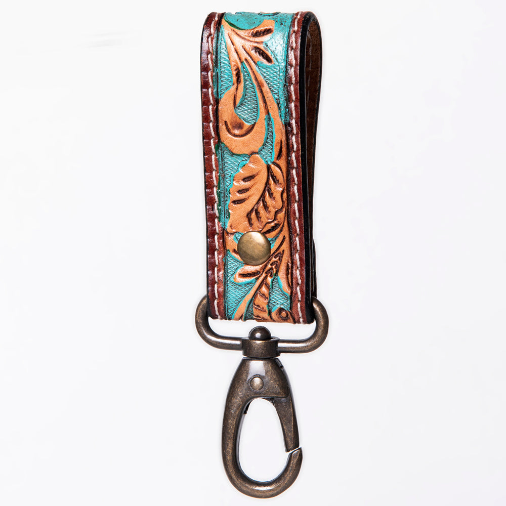 American Darling Hand Tooled Carved Genuine Leather Keyring