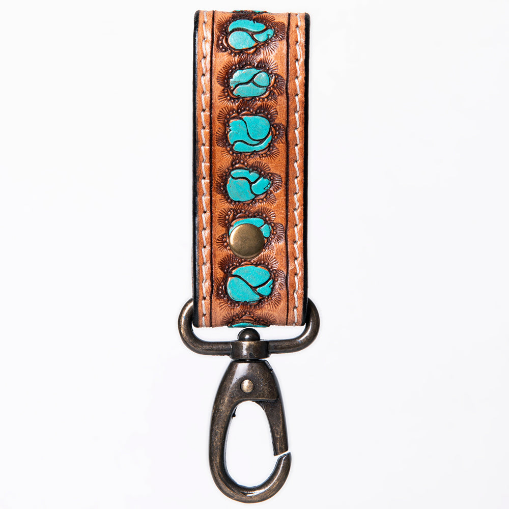 American Darling Hand Tooled Carved Genuine Leather Keyring