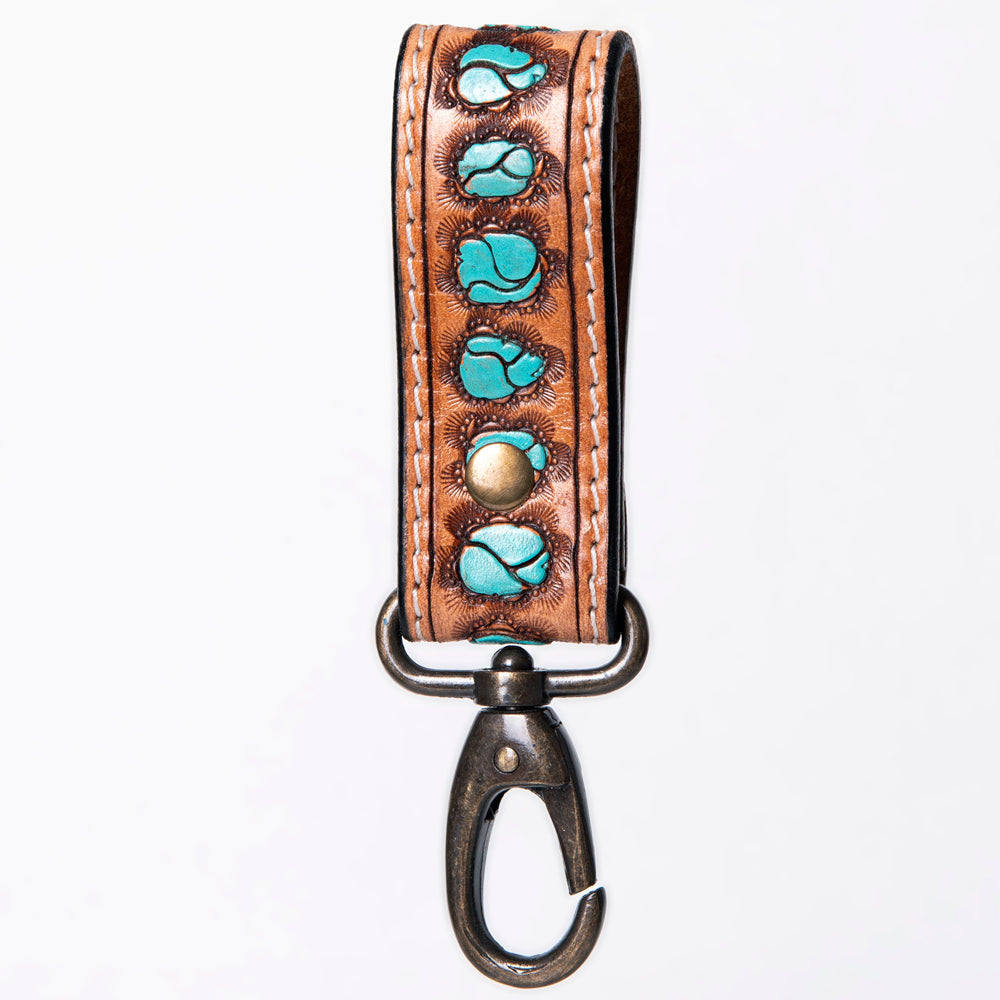 American Darling Hand Tooled Carved Genuine Leather Keyring