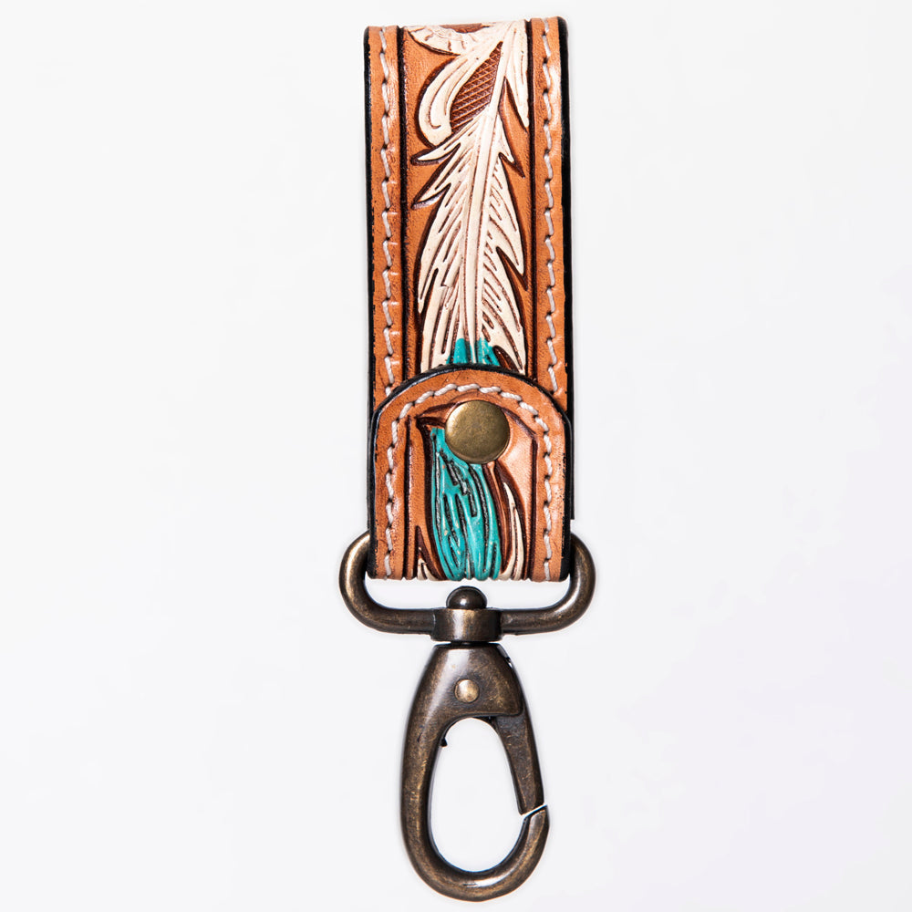 American Darling Hand Tooled Carved Genuine Leather Keyring