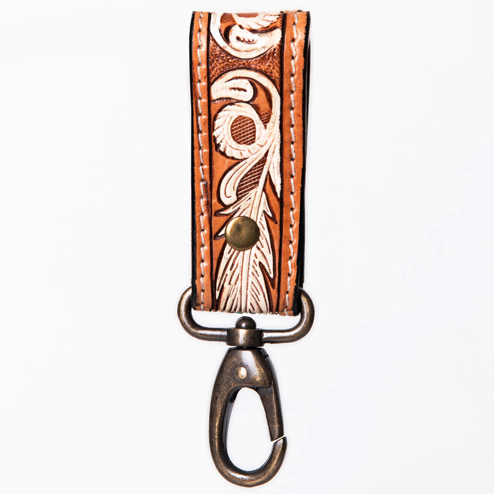American Darling Hand Tooled Carved Genuine Leather Keyring