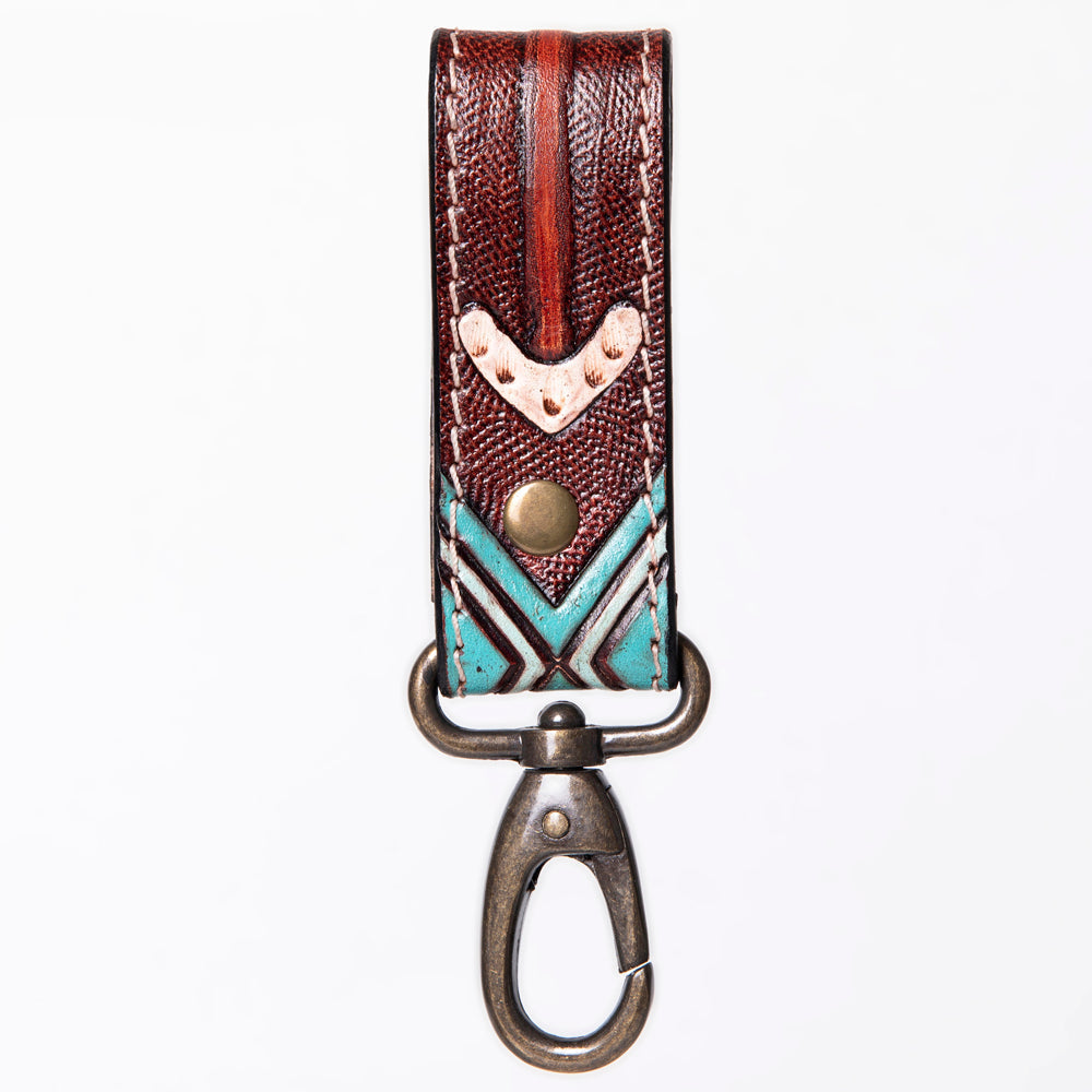 American Darling Hand Tooled Carved Genuine Leather Keyring