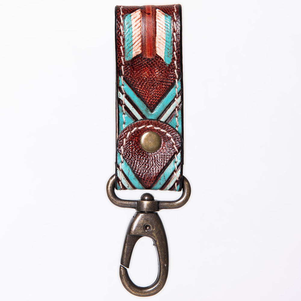 American Darling Hand Tooled Carved Genuine Leather Keyring