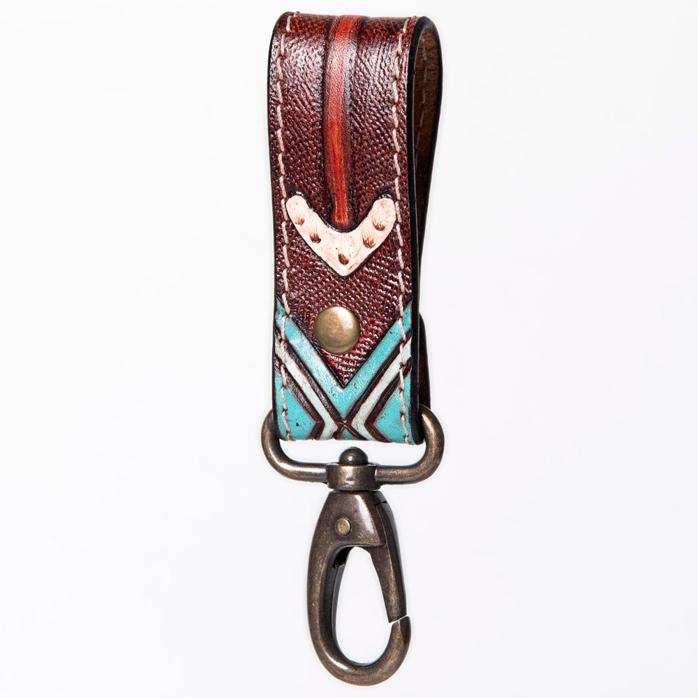 American Darling Hand Tooled Carved Genuine Leather Keyring