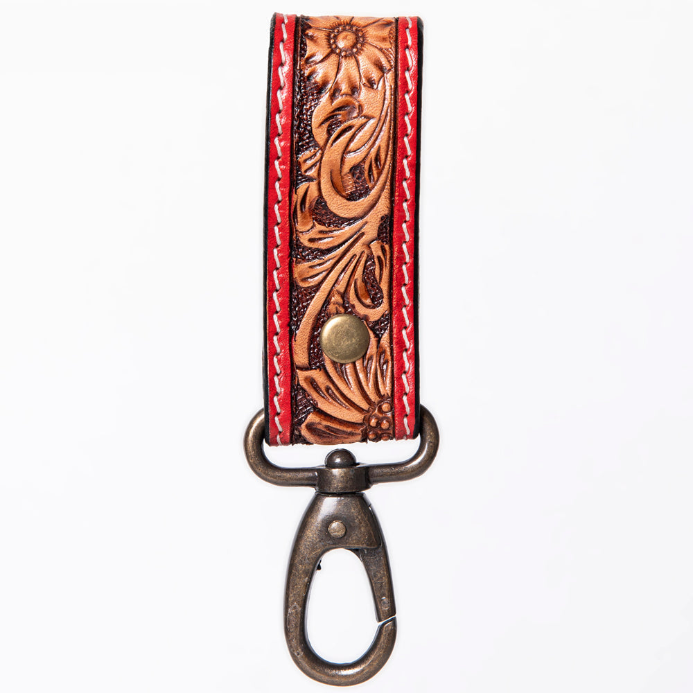 American Darling Hand Tooled Carved Genuine Leather Keyring