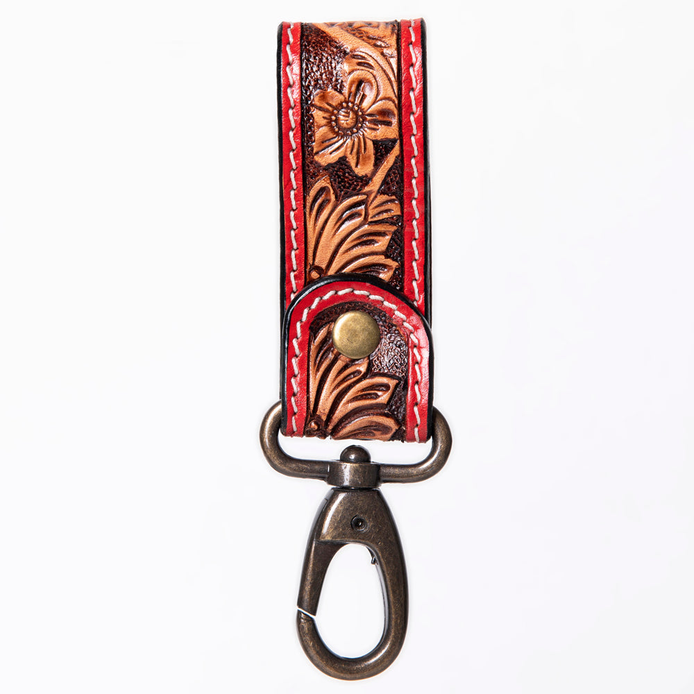 American Darling Hand Tooled Carved Genuine Leather Keyring