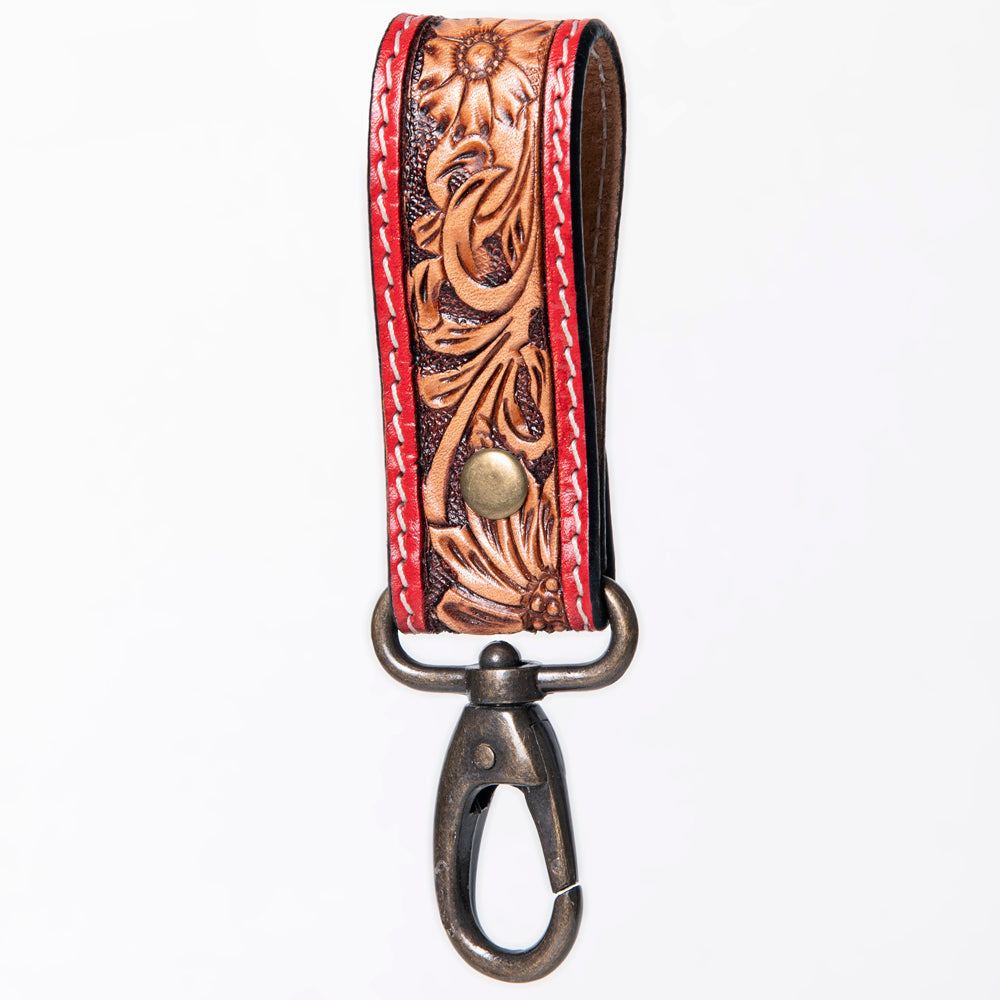 American Darling Hand Tooled Carved Genuine Leather Keyring