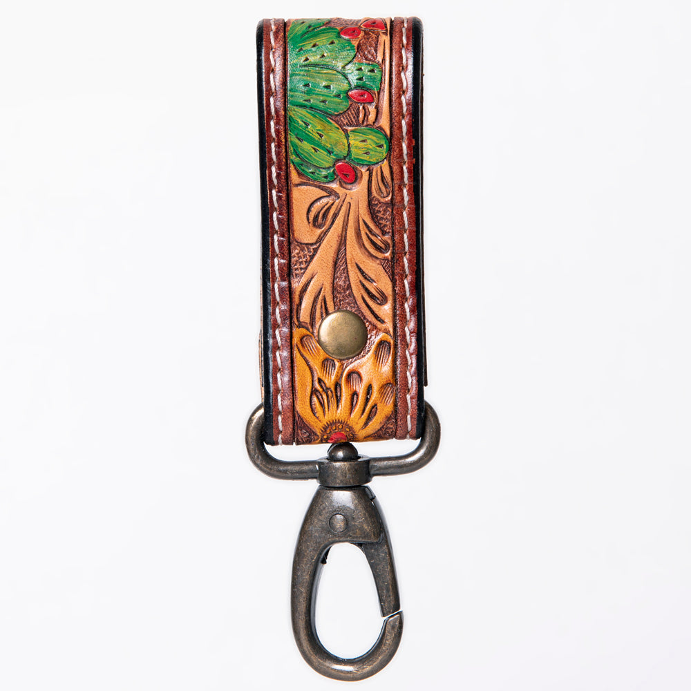 American Darling Hand Tooled Carved Genuine Leather Keyring