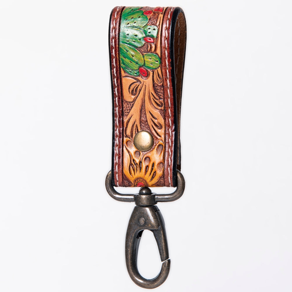 American Darling Hand Tooled Carved Genuine Leather Keyring