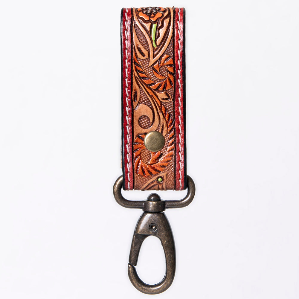 American Darling Hand Tooled Carved Genuine Leather Keyring
