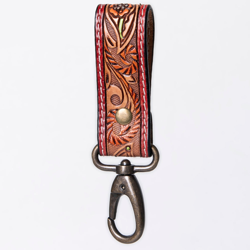 American Darling Hand Tooled Carved Genuine Leather Keyring