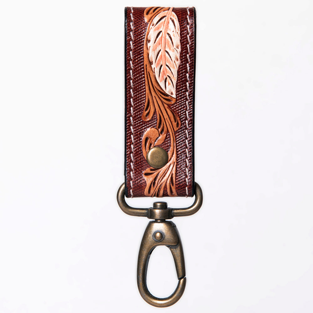 American Darling Hand Tooled Carved Genuine Leather Keyring