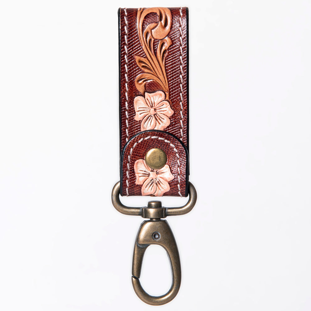 American Darling Hand Tooled Carved Genuine Leather Keyring